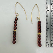 Load image into Gallery viewer, Champagne Garnet AAA 4mm Round Bead Dangle Earrings | 2" Long | Red |
