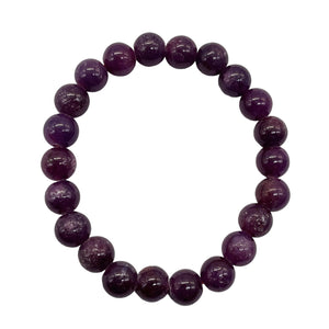 Ruby Round Bead Stretch Bracelet | 8mm | Red, Purple | 1 Bracelet |