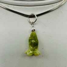Load image into Gallery viewer, Jade Lily Flower Sterling Silver Pendant | Green | 1&quot; Long |

