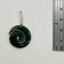 Load image into Gallery viewer, Jade New Zealand Maori Koru Sterling Silver Pendant | Green | 1&quot; Long |
