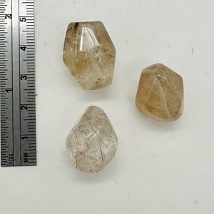 Rutilated Quartz Incredible Centerpiece Beads | 22x16 to 19x14mm | 3 Beads |
