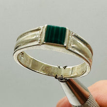 Load image into Gallery viewer, Green Malachite Square Sterling Silver Ring Size 6 Natural Gemstone Jewelry
