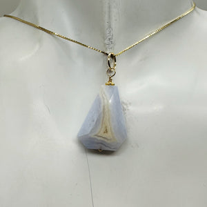 Chalcedony Druzy Designer Cut Sterling Silver Pendant | 1 1/4" Long | Blue |
