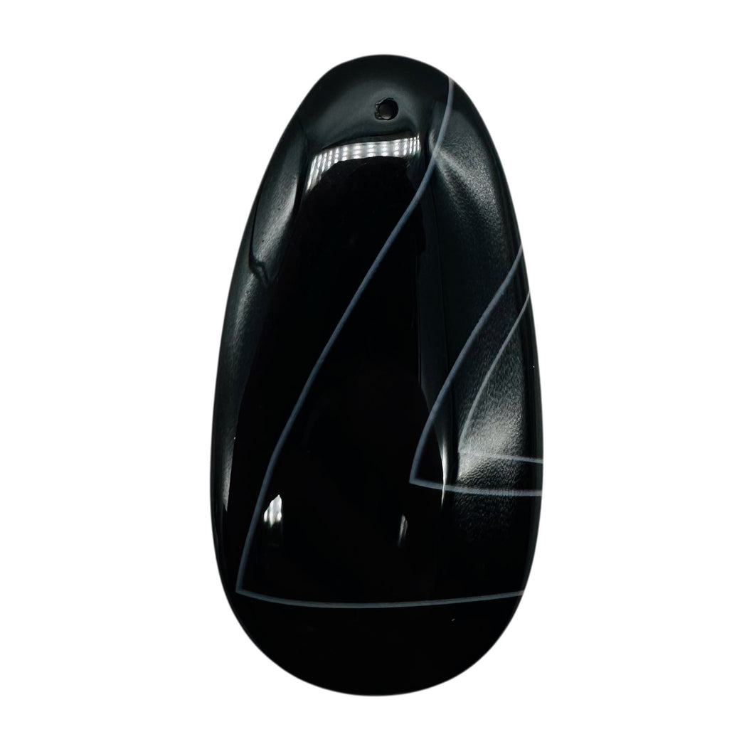 Sardonyx Large Designer Teardrop Pendant Bead| 65x34x6mm | Black.White | 1 Bead|