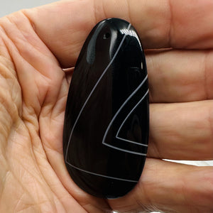 Sardonyx Large Designer Teardrop Pendant Bead| 65x34x6mm | Black.White | 1 Bead|
