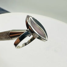 Load image into Gallery viewer, Onyx Mother of Pearl Marcasite Sterling Silver Ring | 7 | Blue, White, Silver |
