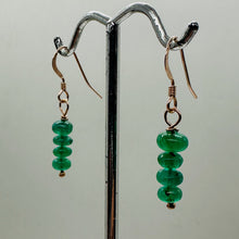 Load image into Gallery viewer, Emerald AAA Gemstone Earrings with 14K Rose Gold Filled Findings| 1" Long "
