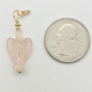 Rose Quartz Angel Pendant Necklace | Semi Precious Stone Jewelry | 14kgf Pendant