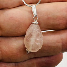 Load image into Gallery viewer, Buddha Hand Carved Rose Quartz Sterling Silver Pendant | 1 1/4&quot; Long |
