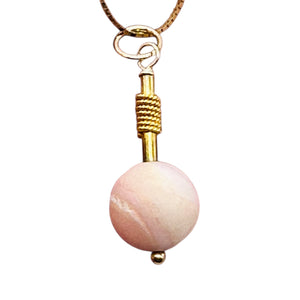Pink Peruvian Opal Matte Finish Drop Bead Pendant | Pink | 1" Long |