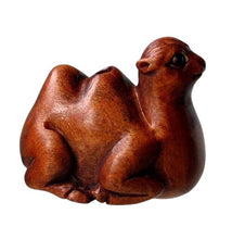 Load image into Gallery viewer, Carved Boxwood Resting Desert Camel Ojime/Netsuke Bead | 25x20.5x15mm | Brown
