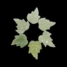 Load image into Gallery viewer, New Jade Carved Serpentine Leaf Bead Set | 28x23x4 to 23x24x4mm | 6 Beads |
