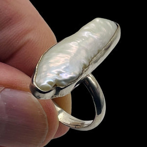 Biwa Pearl Sterling Silver Ring | Size 7.5 | White | 1 Ring |
