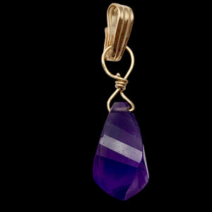 AAA Amethyst Faceted Twist Briolette Pendant | 12.5x8mm, 1" Long | Purple