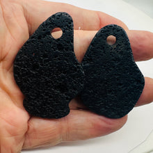 Load image into Gallery viewer, Lava Stone Carved Teardrop Pendant Beads | 55x38x6mm | Black | 2 Beads |
