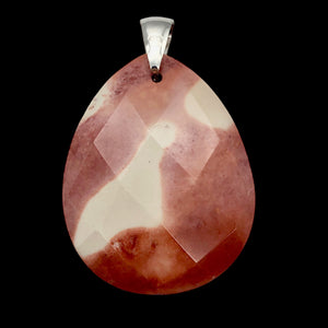 Lava Lamp Natural Faceted Mookaite Sterling Silver Pendant | 45x35x8mm | Red |