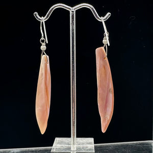 Designer Pink Mussel Shell Sterling Silver Earrings | 2 1/2"Long |