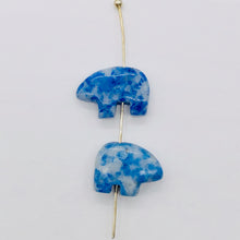 Load image into Gallery viewer, 2 Roar Hand Carved Natural Lapis Bear Beads 9252LP | 15x12x4mm | Blue and White

