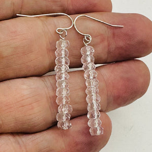 Light Pink Clouds Rose Quartz Sterling Silver Semi Precious Gemstone Earrings