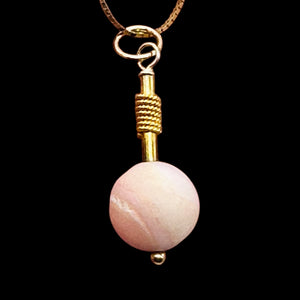 Pink Peruvian Opal Matte Finish Drop Bead Pendant | Pink | 1" Long |