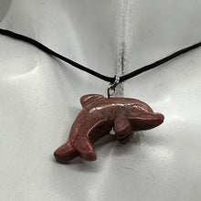Load image into Gallery viewer, Rhodonite Stone Dolphin Pendant Necklace | 3/4&quot; Long | Pink, Black | 1 Pendant |
