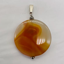 Load image into Gallery viewer, Carnelian 2&quot; Long Round Pendant | 40mm (Carnelian) | Orange White | 1 Pendant |
