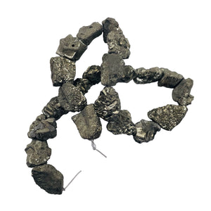 Pyrite Crystals Nugget Strand | 21x17x9 to 16x15x12mm | Silver Gold | 22 Beads|