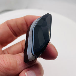 Onyx Flat Faceted Rectangular Pendant Bead | 50x48x14mm | Black White | 1 Bead |