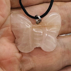 Rose Quartz Stone Butterfly Pendant | 1" Long | Pink | 1 Pendant Necklace |