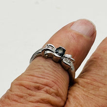 Load image into Gallery viewer, Blue Sapphire and White Diamonds Solid 14Kt White Gold Ring Size 6 3/4 9982Ai
