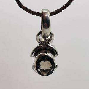 Smoky Quartz Sterling Silver Oval Pendant | 3/4" Long | Smoky | 1 Pendant |