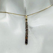 Load image into Gallery viewer, Sapphire Faceted Rondelle 14K Gold Filled Pendant|Red Orange Green| 1 1/2&quot; Long|
