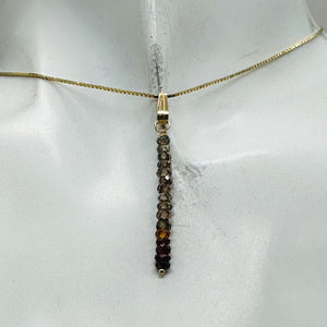 Sapphire Faceted Rondelle 14K Gold Filled Pendant|Red Orange Green| 1 1/2" Long|
