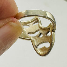 Load image into Gallery viewer, Silver Smiling &amp; Frowning Drama Mask Designer Ring ' Size 6 ' Sterling Silver
