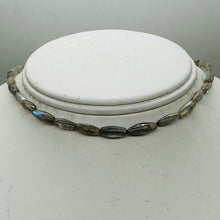 Load image into Gallery viewer, Natural Blue Flash Labradorite Flat Oval Bead Strand 16" 49 Beads Canada
