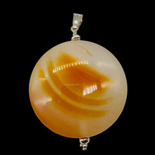 Load image into Gallery viewer, Natural Golden Mookaite Coin w/ Sterling Silver Pendant | 39mm | 2. 1/4&quot; Long |
