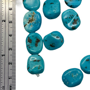 Natural Turquoise Flat, Smooth Nuggety Bead Strand 109352