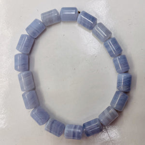 Blue Lace Agate 7" Strand Tube Beads| 10x7mm | Blue | 18 Beads |