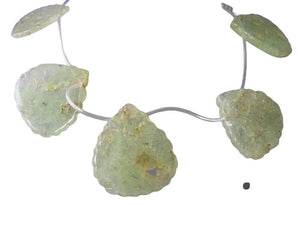 8 Druzy Green Prehnite 36x36mm Briolette Beads 10458F