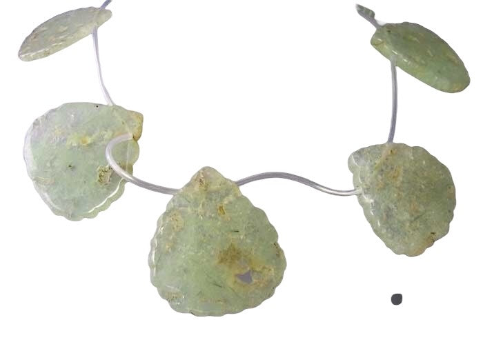 8 Druzy Green Prehnite 36x36mm Briolette Beads 10458F