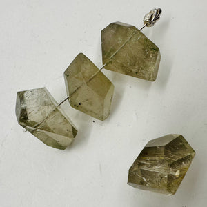 Rutilated Quartz Incredible Centerpiece Beads | 27x12 to 23x13mm | 4 Beads |