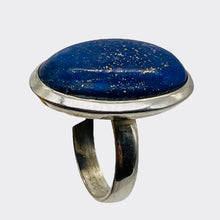 Load image into Gallery viewer, Gemstone Oval Lapis Lazuli Sterling Silver Ring | Size 8 | Blue Silver | 1 Ring|
