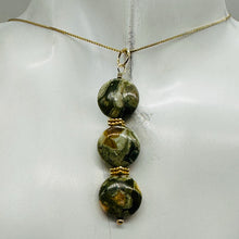 Load image into Gallery viewer, Raintree Rhyolite Jasper 14KGF Dangle Pendant | 2&quot; Long | Green, Pink |
