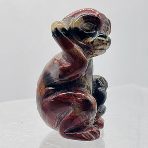 Hand-Carved Sitting Monkey | 1 Figurine | 40x22x21mm | Red Brown