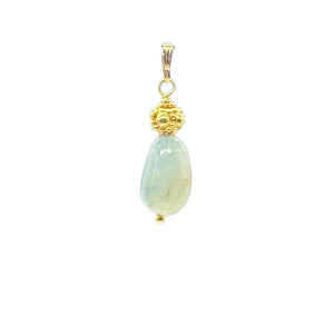 Aquamarine 14K Gold Filled Drop Pendant | 1 1/2" Long | Aqua | 1 Pendant |