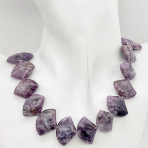Natural Lepidolite Fan Bead Half-Strand | 25x18x6mm | Purple | Fan | 11 beads |