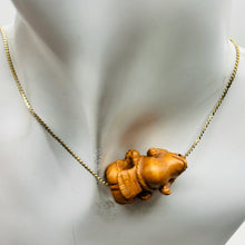 Load image into Gallery viewer, intricately Carved Signed Boxwood Sumo Frogg Bead | 1 1/4" Tall | Brown
