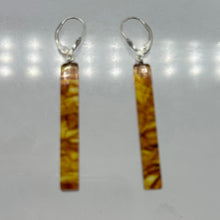 Load image into Gallery viewer, Amber Rectangle Dangle Sterling Silver Earrings | 2&quot; Long | Amber | 1 Pair |
