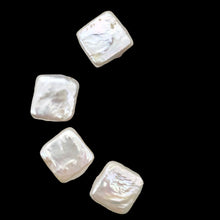 Load image into Gallery viewer, Four Beautiful White 11x11x4mm Square Coin FW Pearls
