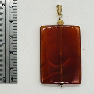 Carnelian Rectangle Cut Pendant | 2" Long | 37x24mm (Carnelian) | Orange |